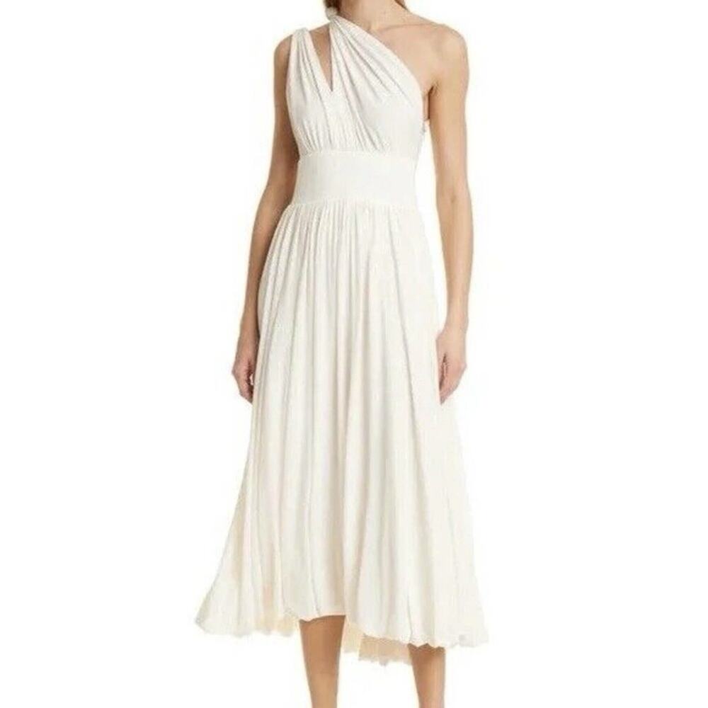 La Ligne Helena Jersey Midi Dress Womens Size Large One Shoulder Ivory